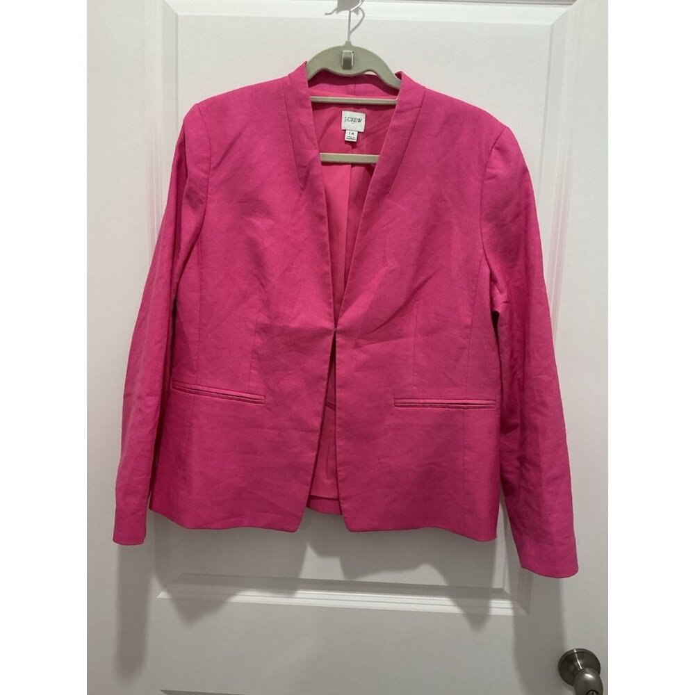 J. Crew Broadway Blazer Size 14 Pink Welt Pockets Lined